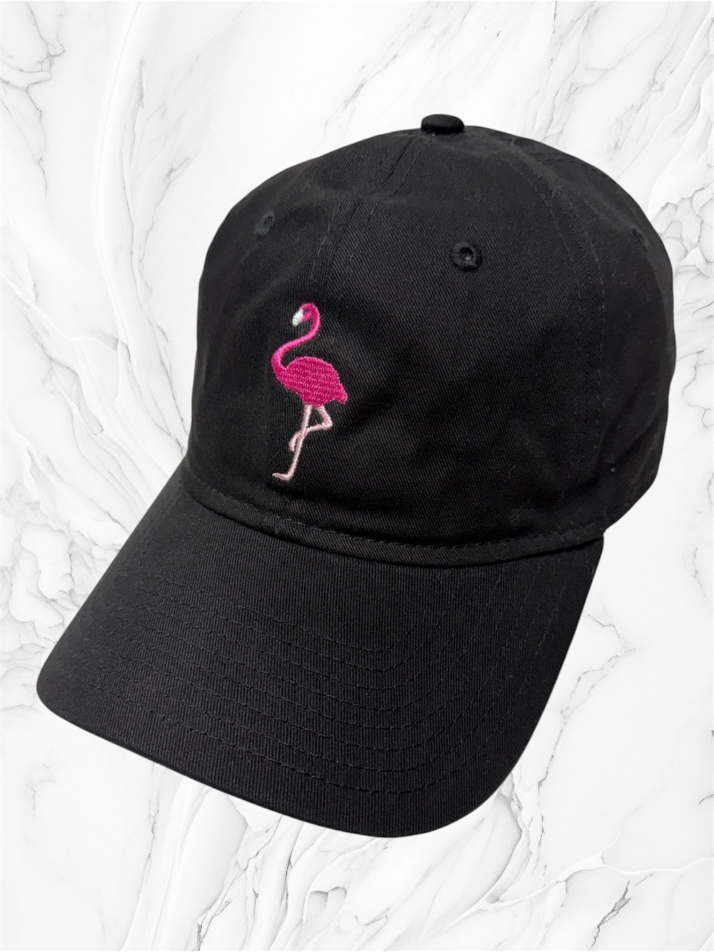 New Era Black Cap with Pink Flamingo Embroidery One size unisex